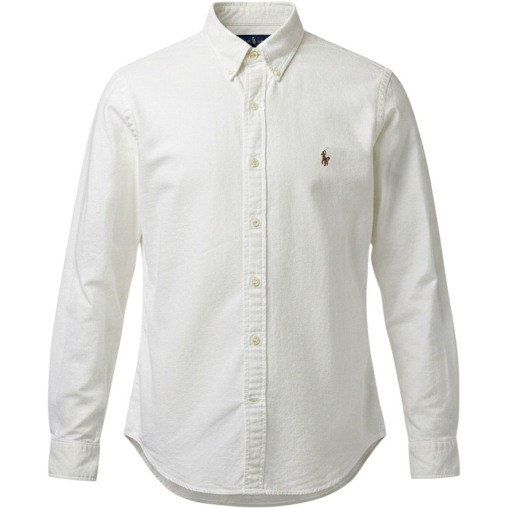 Polo Ralph Lauren Mens Slim Fit Oxford Cotton Button Down Shirt White Medium